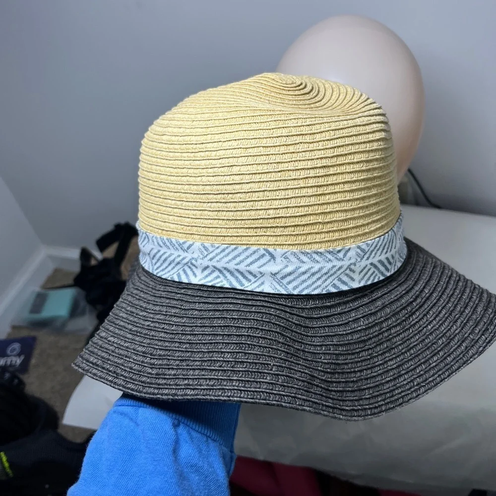 Permanent Vacation Two Tone Paper Woven Floppy Brim Hat One Size